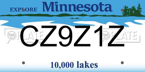 CZ9Z1Z Minnesota License Plate