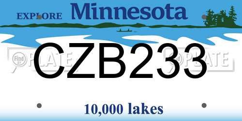 CZB233 Minnesota License Plate