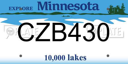 CZB430 Minnesota License Plate