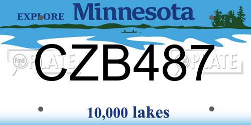 CZB487 Minnesota License Plate