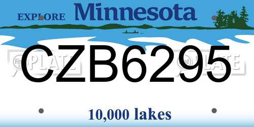 CZB6295 Minnesota License Plate