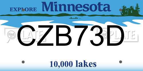 CZB73D Minnesota License Plate