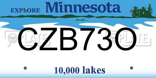 CZB73O Minnesota License Plate
