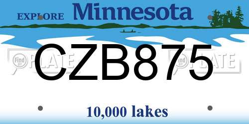 CZB875 Minnesota License Plate