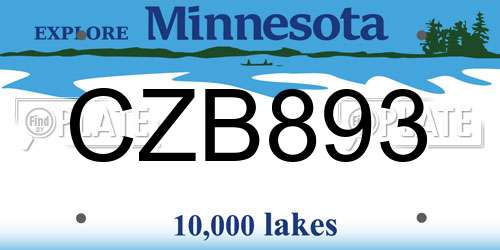 CZB893 Minnesota License Plate