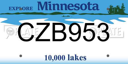 CZB953 Minnesota License Plate