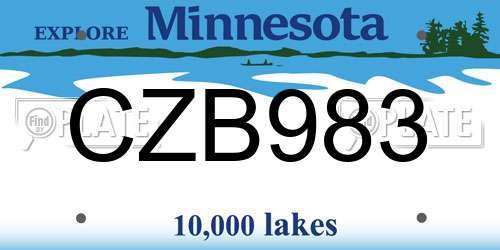 CZB983 Minnesota License Plate