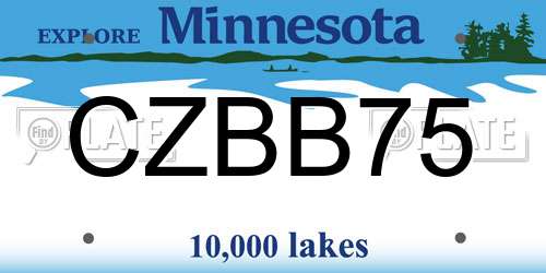 CZBB75 Minnesota License Plate