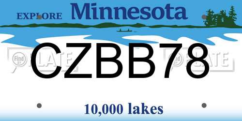 CZBB78 Minnesota License Plate