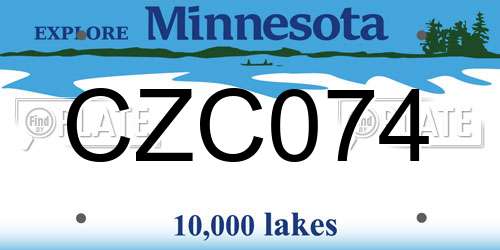 CZC074 Minnesota License Plate