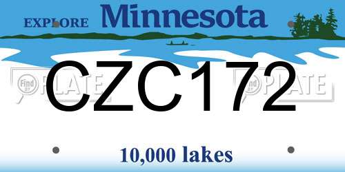 CZC172 Minnesota License Plate