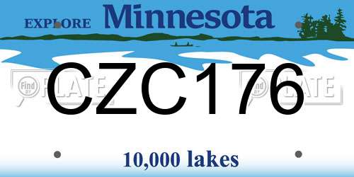 CZC176 Minnesota License Plate