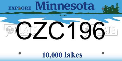 CZC196 Minnesota License Plate