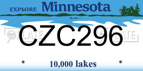 CZC296 Minnesota License Plate