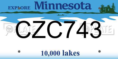 CZC743 Minnesota License Plate