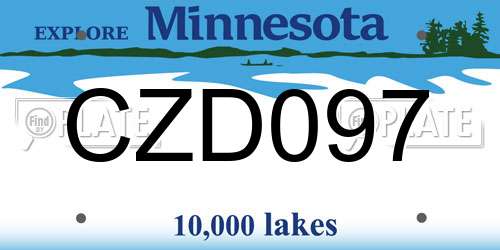 CZD097 Minnesota License Plate