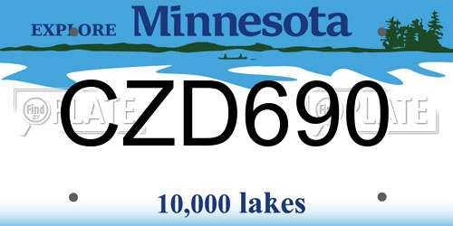 CZD690 Minnesota License Plate