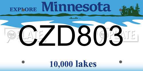 CZD803 Minnesota License Plate