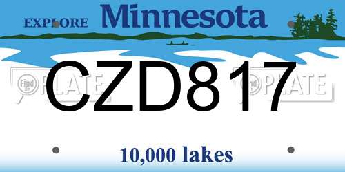 CZD817 Minnesota License Plate