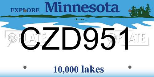 CZD951 Minnesota License Plate
