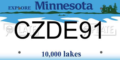 CZDE91 Minnesota License Plate
