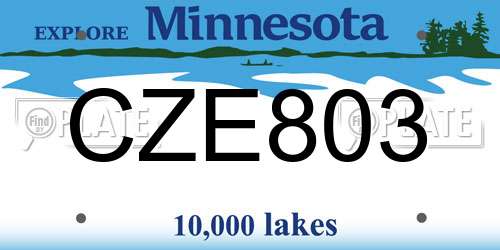 CZE803 Minnesota License Plate