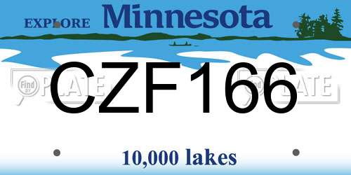 CZF166 Minnesota License Plate