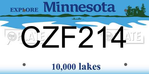 CZF214 Minnesota License Plate