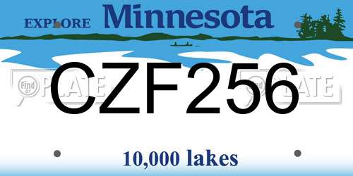 CZF256 Minnesota License Plate