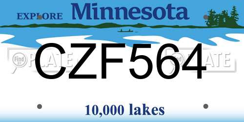 CZF564 Minnesota License Plate