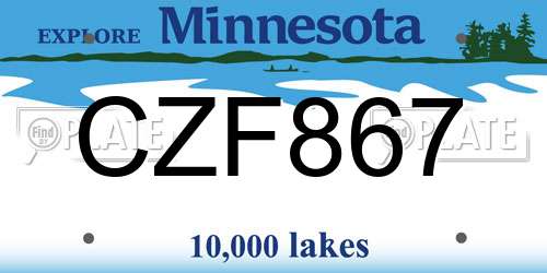 CZF867 Minnesota License Plate