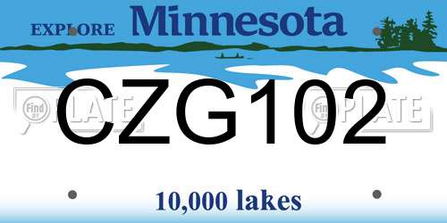 CZG102 Minnesota License Plate