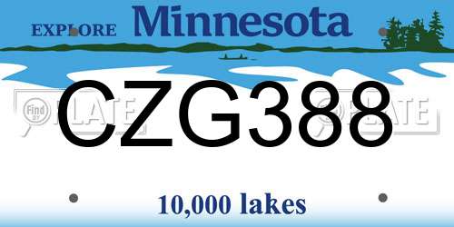CZG388 Minnesota License Plate