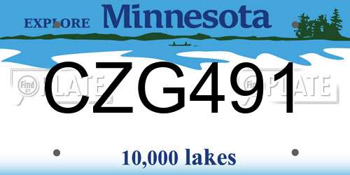 CZG491 Minnesota License Plate