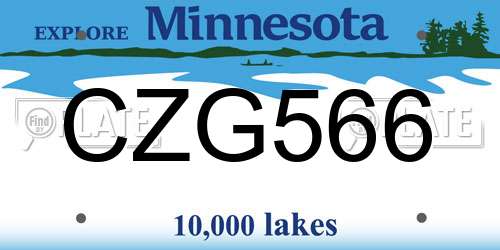 CZG566 Minnesota License Plate