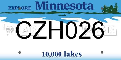 CZH026 Minnesota License Plate
