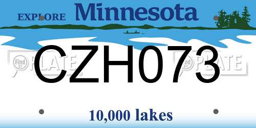 CZH073 Minnesota License Plate