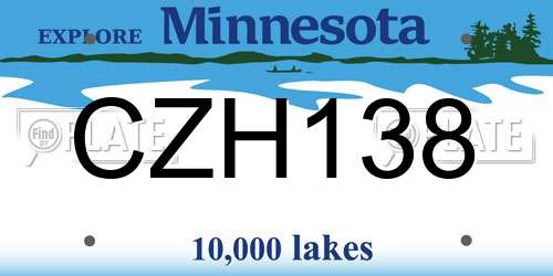 CZH138 Minnesota License Plate