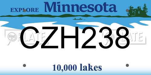 CZH238 Minnesota License Plate