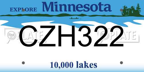 CZH322 Minnesota License Plate