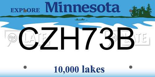 CZH73B Minnesota License Plate