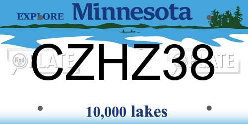 CZHZ38 Minnesota License Plate