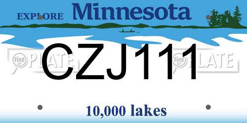 CZJ111 Minnesota License Plate