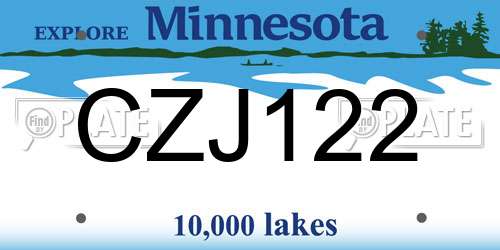 CZJ122 Minnesota License Plate