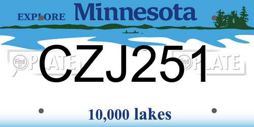 CZJ251 Minnesota License Plate