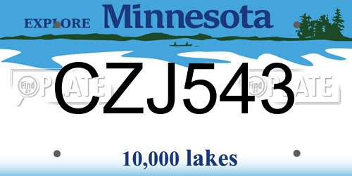 CZJ543 Minnesota License Plate
