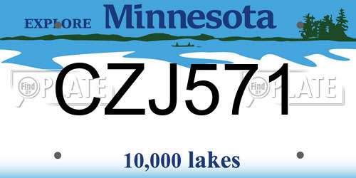 CZJ571 Minnesota License Plate