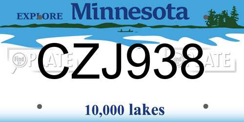 CZJ938 Minnesota License Plate