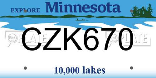CZK670 Minnesota License Plate