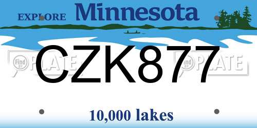 CZK877 Minnesota License Plate